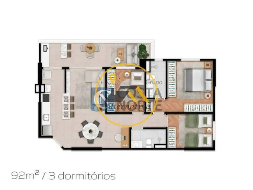 Foto 2 de Apartamento com 3 quartos à venda, 92m2 em Sao Jose Dos Campos - SP