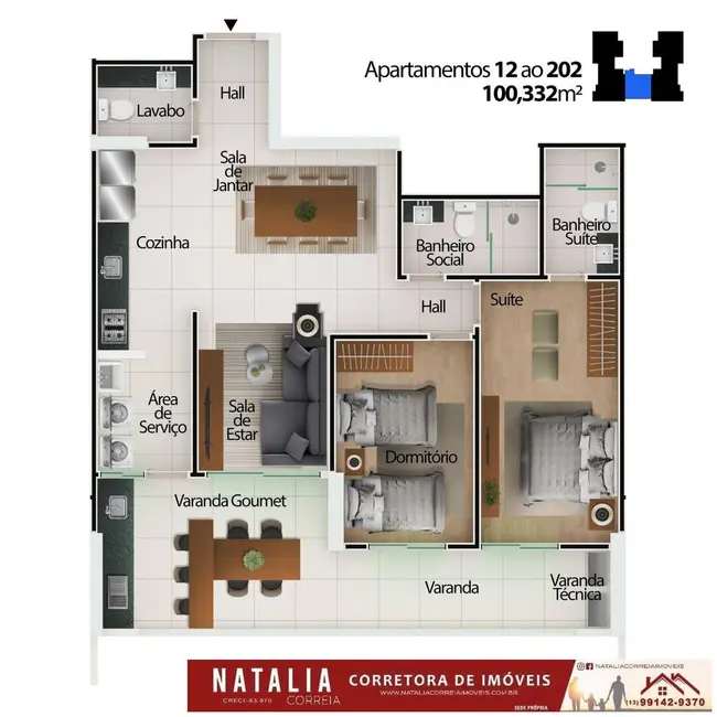 Foto 3 de Apartamento com 2 quartos à venda, 79m2 em Centro, Mongagua - SP