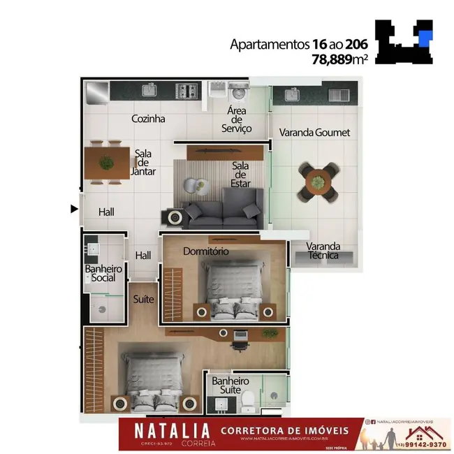 Foto 7 de Apartamento com 2 quartos à venda, 79m2 em Centro, Mongagua - SP