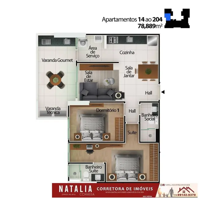 Foto 5 de Apartamento com 2 quartos à venda, 79m2 em Centro, Mongagua - SP