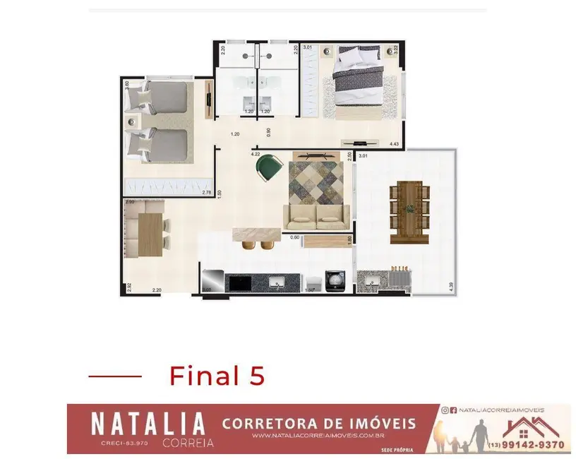 Foto 2 de Apartamento com 2 quartos à venda, 76m2 em Centro, Mongagua - SP