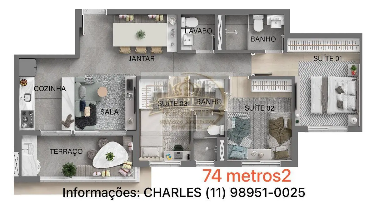 Foto 9 de Apartamento com 3 quartos à venda, 74m2 em Aldeia, Barueri - SP