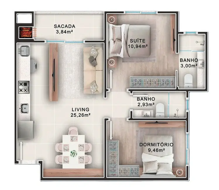 Apartamento com 2 quartos à venda em Municípios, Balneario Camboriu - SC - imagem 3 Foto 3 de Apartamento com 2 quartos à venda em Municípios, Balneario Camboriu - SC