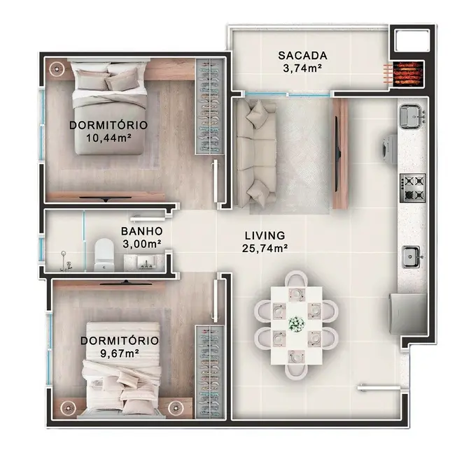 Apartamento com 2 quartos à venda em Municípios, Balneario Camboriu - SC - imagem 2 Foto 2 de Apartamento com 2 quartos à venda em Municípios, Balneario Camboriu - SC