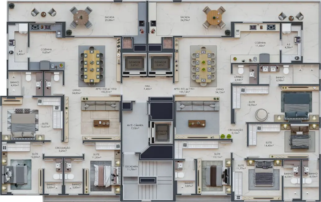 Foto 2 de Apartamento com 4 quartos à venda em Meia Praia, Itapema - SC