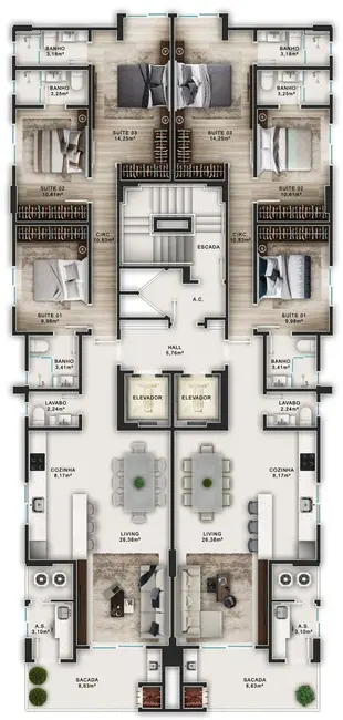 Foto 2 de Apartamento com 3 quartos à venda em Meia Praia, Itapema - SC