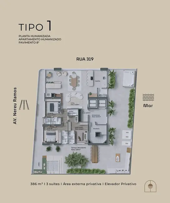 Foto 8 de Apartamento com 3 quartos à venda em Meia Praia, Itapema - SC