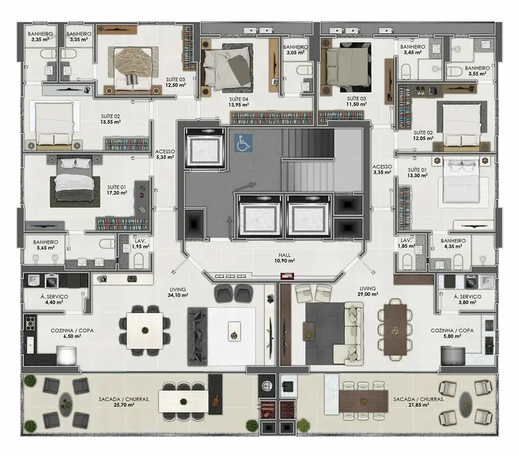 Foto 2 de Apartamento com 3 quartos à venda em Meia Praia, Itapema - SC