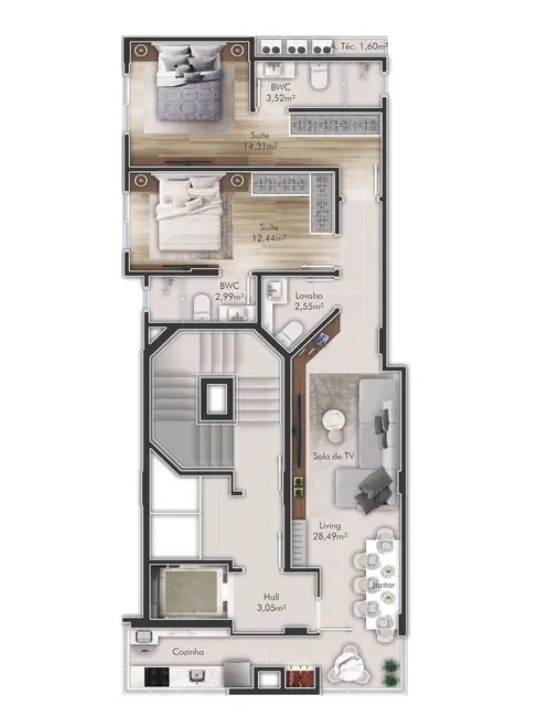 Foto 1 de Apartamento com 2 quartos à venda em Meia Praia, Itapema - SC