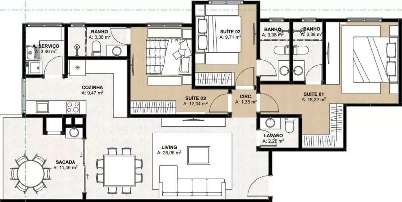 Apartamento com 3 quartos à venda em Meia Praia, Itapema - SC - imagem 2 Foto 2 de Apartamento com 3 quartos à venda em Meia Praia, Itapema - SC