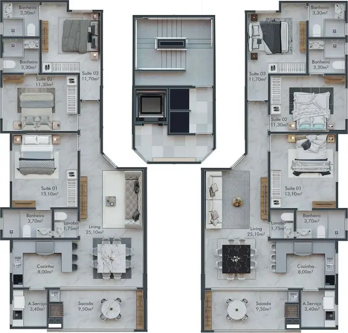 Foto 2 de Apartamento com 3 quartos à venda em Meia Praia, Itapema - SC