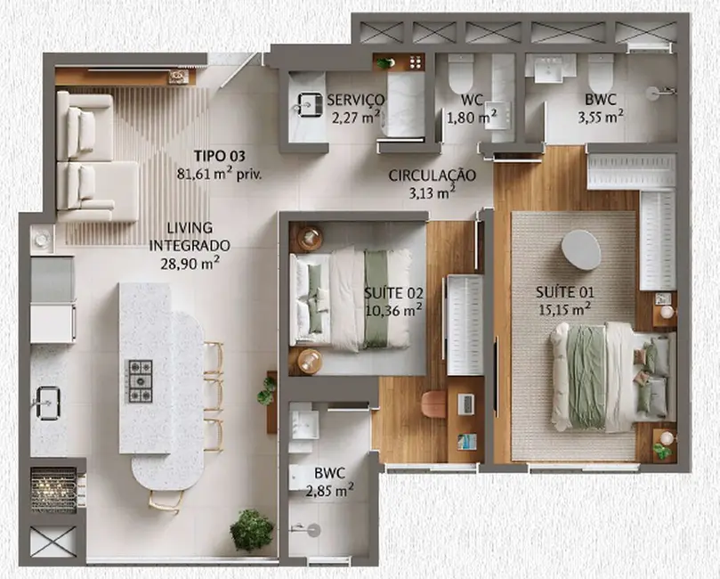 Foto 3 de Apartamento com 3 quartos à venda em Porto Belo - SC