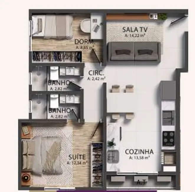 Apartamento com 2 quartos à venda em Itapema - SC - imagem 3 Foto 3 de Apartamento com 2 quartos à venda em Itapema - SC