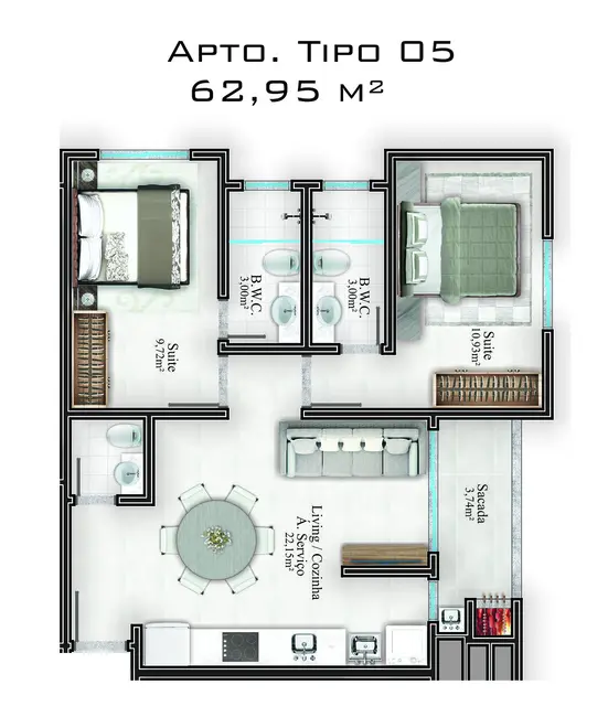 Foto 6 de Apartamento com 2 quartos à venda em Itapema - SC