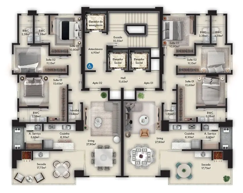 Foto 2 de Apartamento com 4 quartos à venda em Meia Praia, Itapema - SC