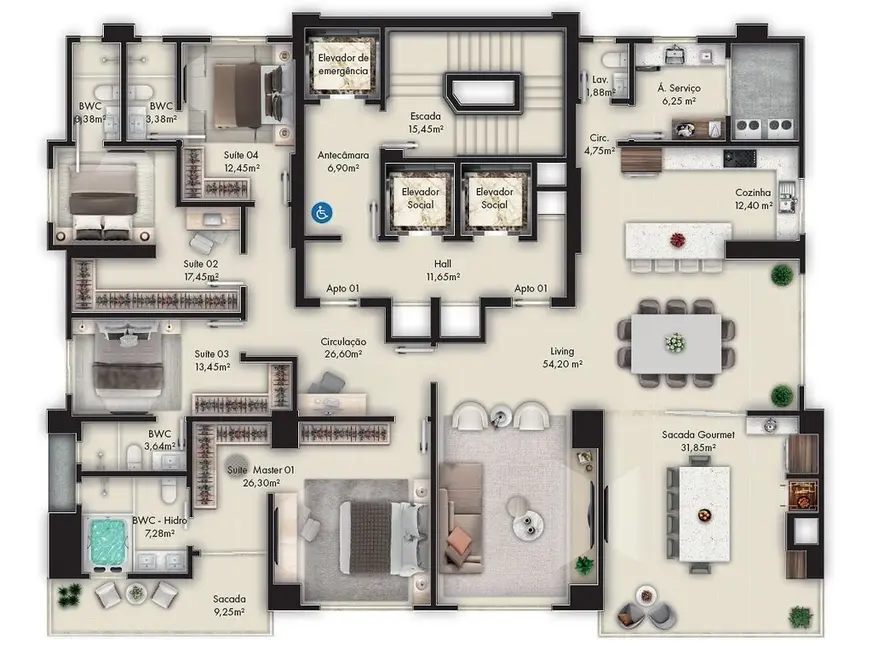 Foto 3 de Apartamento com 4 quartos à venda em Meia Praia, Itapema - SC
