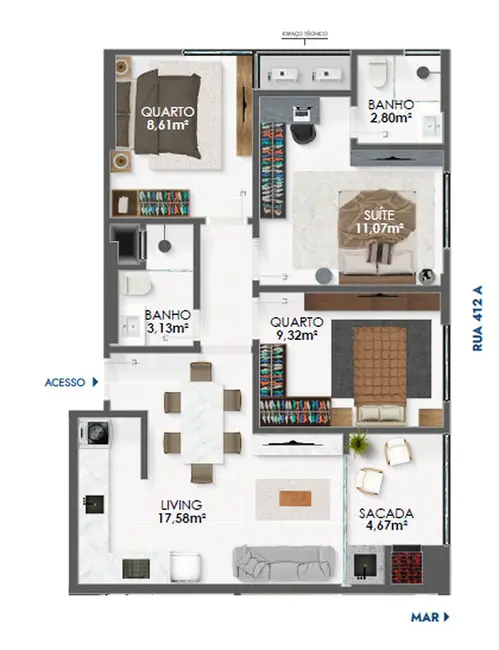 Foto 6 de Apartamento com 2 quartos à venda em Itapema - SC