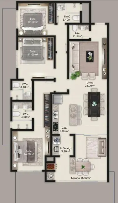 Foto 2 de Apartamento com 3 quartos à venda em Centro, Itapema - SC