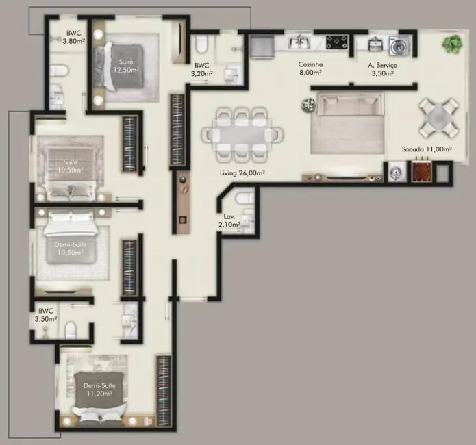 Foto 4 de Apartamento com 3 quartos à venda em Centro, Itapema - SC