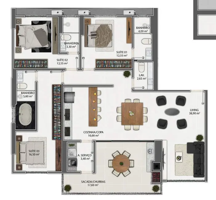 Apartamento com 3 quartos à venda em Meia Praia, Itapema - SC - imagem 2 Foto 2 de Apartamento com 3 quartos à venda em Meia Praia, Itapema - SC