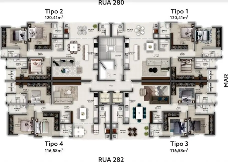 Foto 4 de Apartamento com 3 quartos à venda em Meia Praia, Itapema - SC