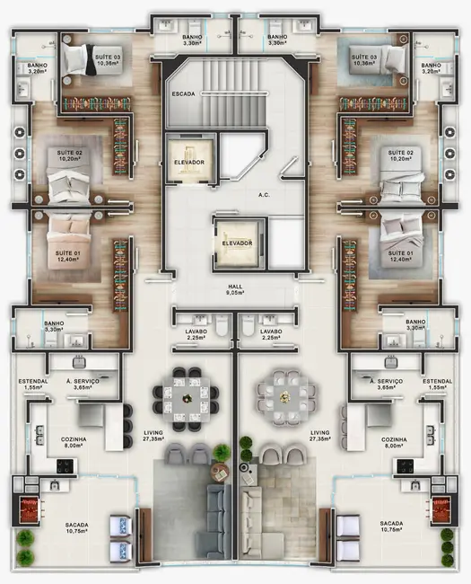 Foto 3 de Apartamento com 3 quartos à venda em Meia Praia, Itapema - SC