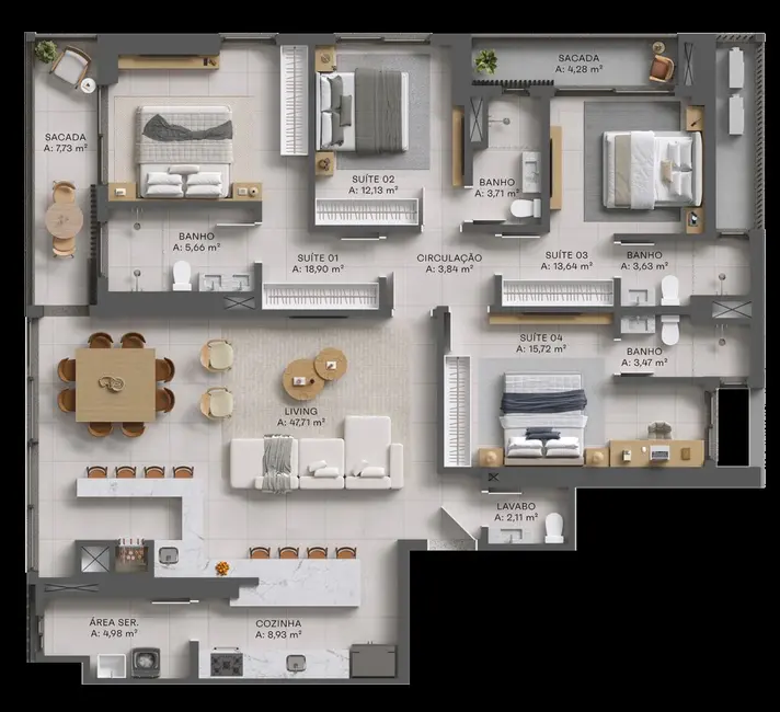 Foto 5 de Apartamento com 3 quartos à venda em Meia Praia, Itapema - SC