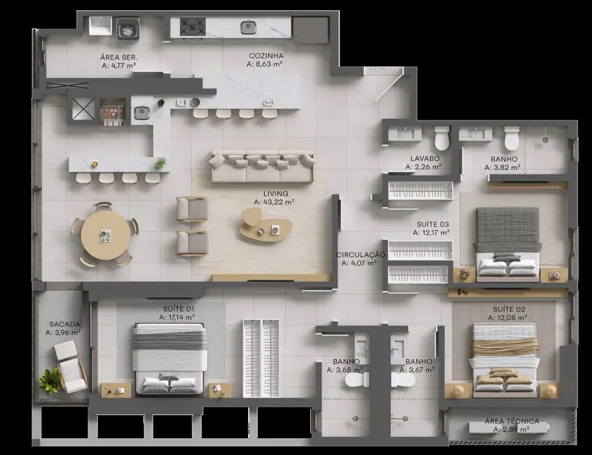 Foto 4 de Apartamento com 3 quartos à venda em Meia Praia, Itapema - SC