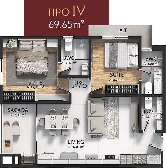 Foto 5 de Apartamento com 2 quartos à venda em Itapema - SC