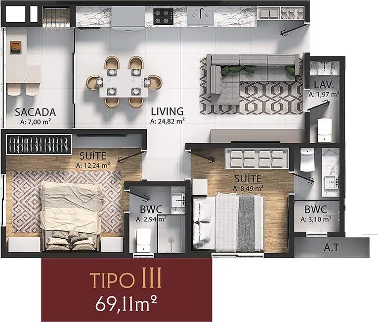 Foto 3 de Apartamento com 2 quartos à venda em Itapema - SC