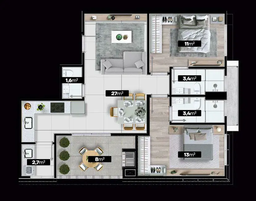 Foto 3 de Apartamento com 2 quartos à venda em Porto Belo - SC