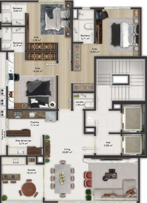 Foto 2 de Apartamento com 3 quartos à venda em Meia Praia, Itapema - SC