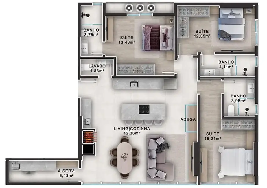 Apartamento com 3 quartos à venda em Porto Belo - SC - imagem 3 Foto 3 de Apartamento com 3 quartos à venda em Porto Belo - SC