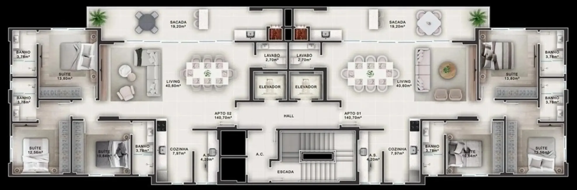 Apartamento com 3 quartos à venda em Meia Praia, Itapema - SC - imagem 2 Foto 2 de Apartamento com 3 quartos à venda em Meia Praia, Itapema - SC