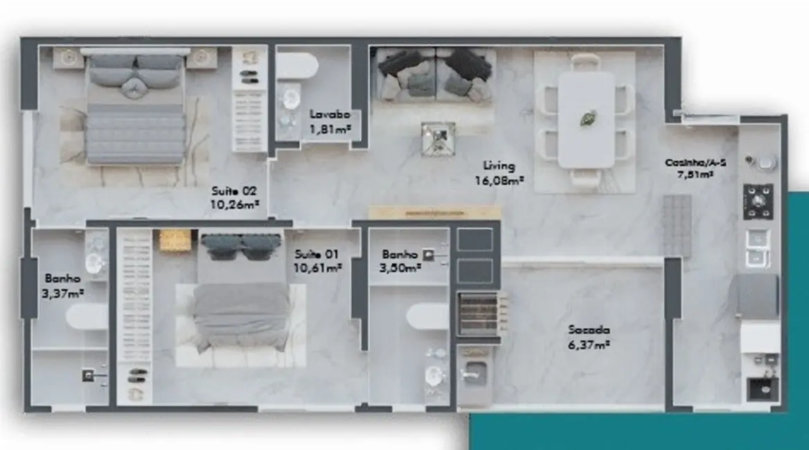 Foto 3 de Apartamento com 2 quartos à venda em Itapema - SC