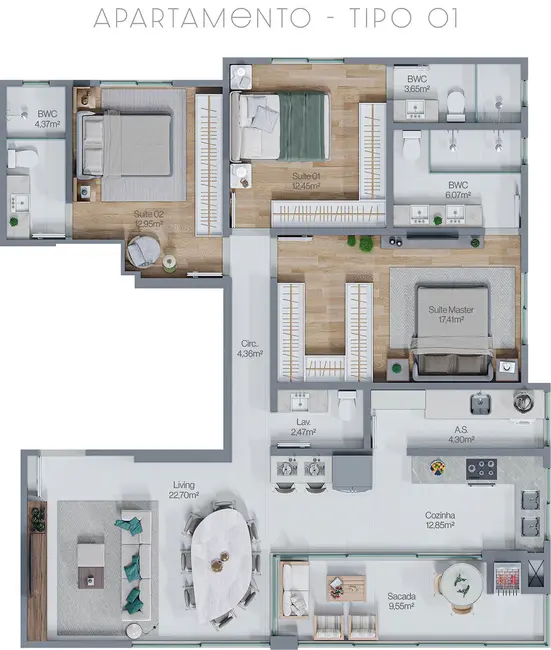 Foto 2 de Apartamento com 3 quartos à venda em Meia Praia, Itapema - SC