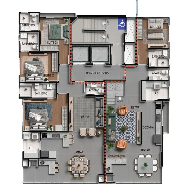Foto 3 de Apartamento com 4 quartos à venda em Meia Praia, Itapema - SC