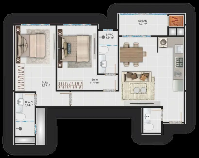 Apartamento com 2 quartos à venda em Itapema - SC - imagem 6 Foto 6 de Apartamento com 2 quartos à venda em Itapema - SC