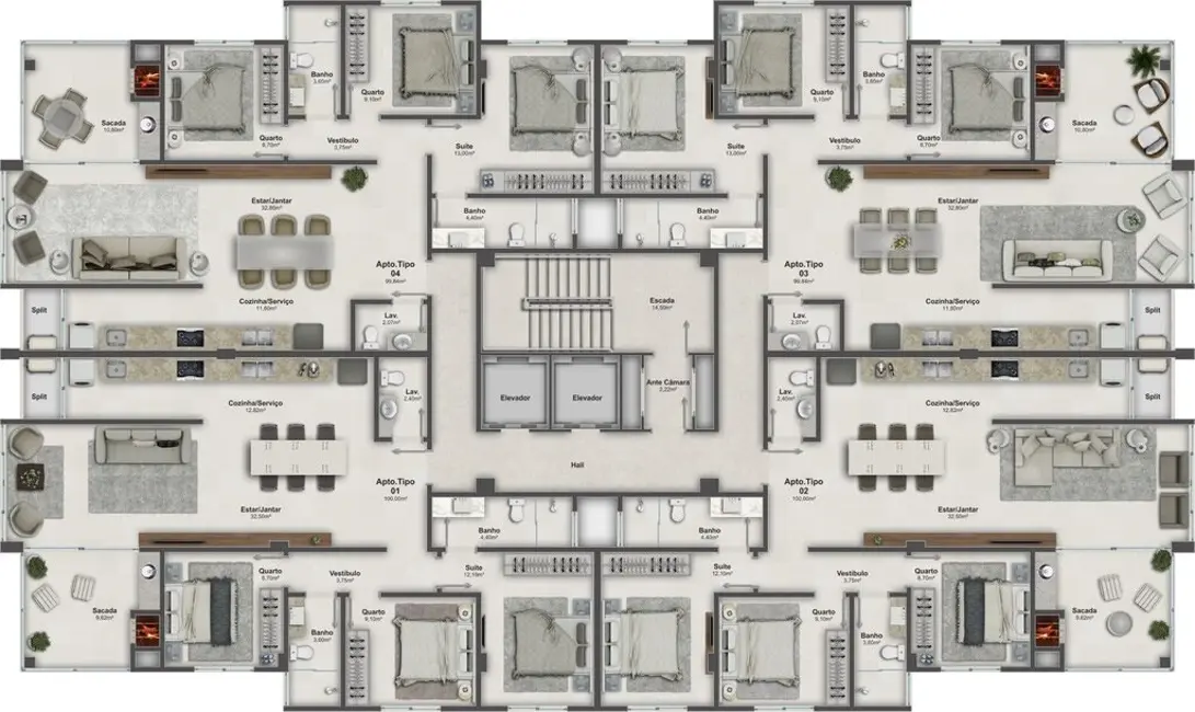 Foto 4 de Apartamento com 3 quartos à venda em Meia Praia, Itapema - SC