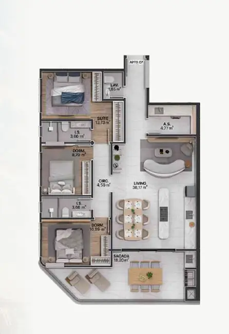 Apartamento com 4 quartos à venda em Itajai - SC - imagem 6 Foto 6 de Apartamento com 4 quartos à venda em Itajai - SC