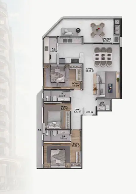 Apartamento com 4 quartos à venda em Itajai - SC - imagem 8 Foto 8 de Apartamento com 4 quartos à venda em Itajai - SC