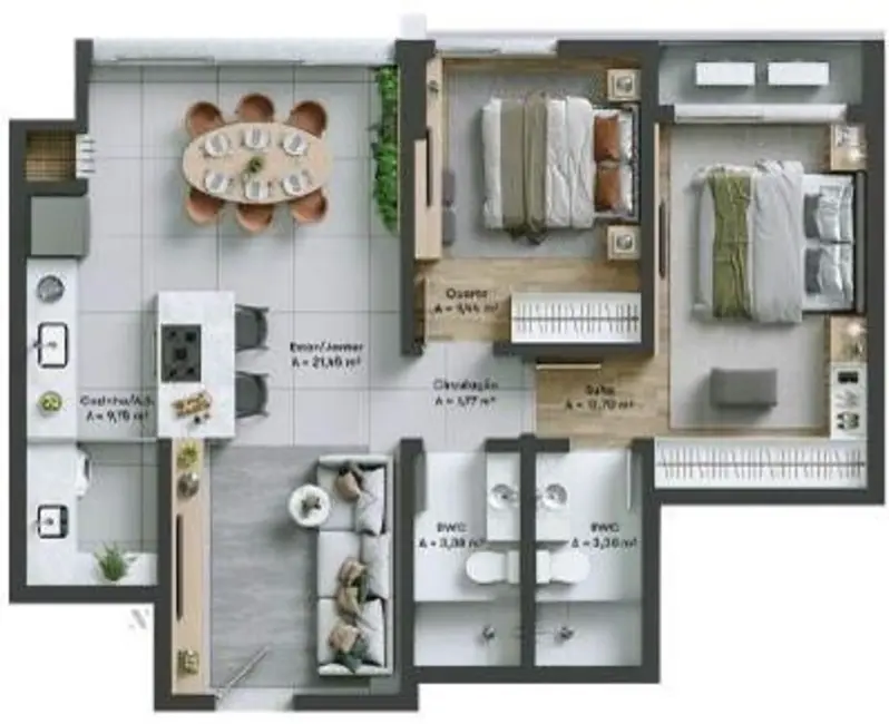 Apartamento com 1 quarto à venda em Beira Rio, Biguacu - SC - imagem 9 Foto 9 de Apartamento com 1 quarto à venda em Beira Rio, Biguacu - SC