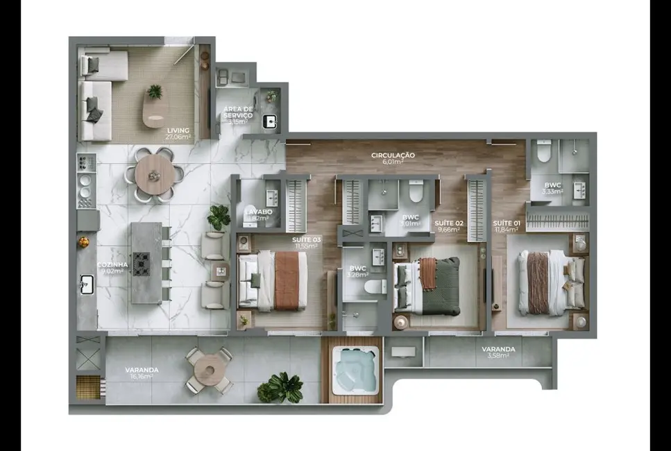 Foto 7 de Apartamento com 3 quartos à venda em Bombinhas - SC