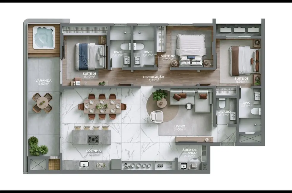 Foto 9 de Apartamento com 3 quartos à venda em Bombinhas - SC