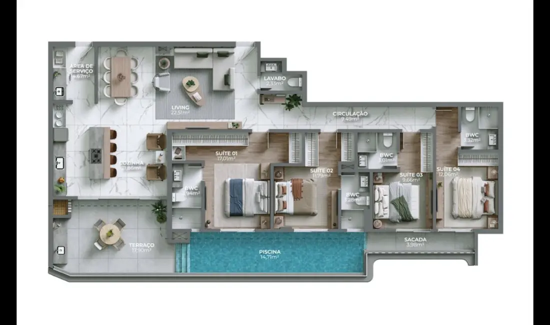 Foto 2 de Apartamento com 3 quartos à venda em Bombinhas - SC