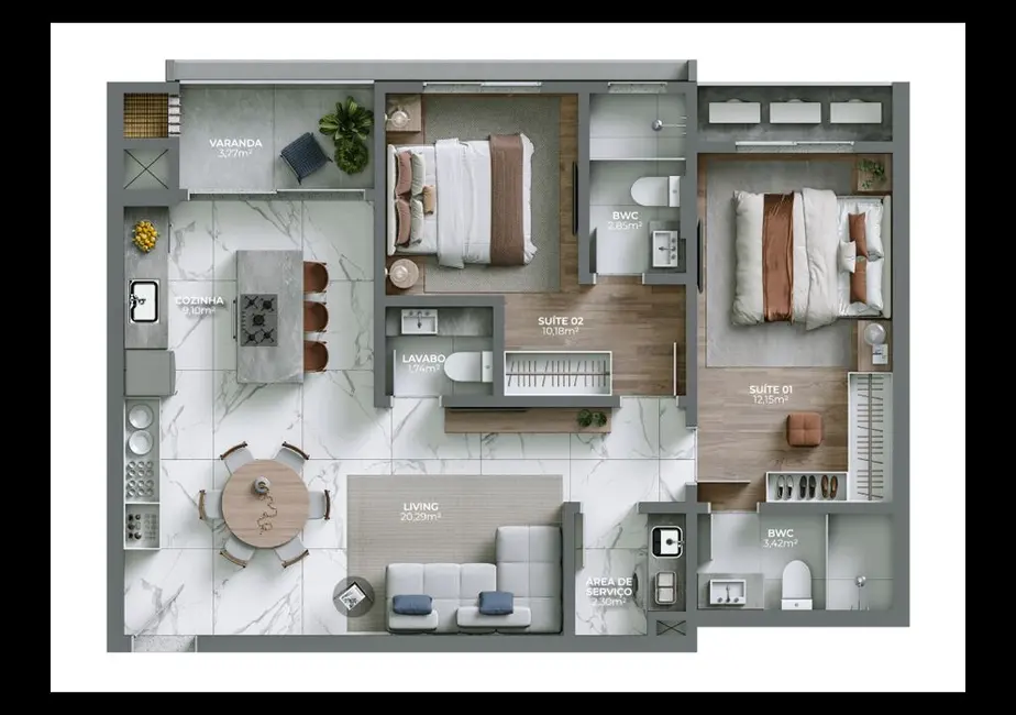 Foto 4 de Apartamento com 3 quartos à venda em Bombinhas - SC