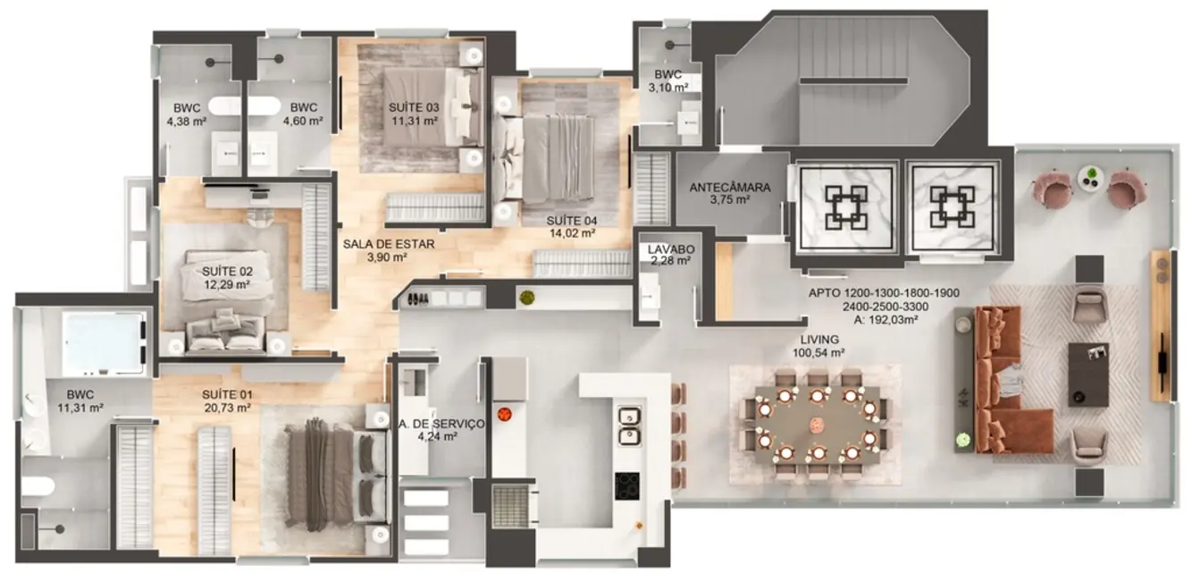 Apartamento com 4 quartos à venda em Centro, Balneario Camboriu - SC - imagem 8 Foto 8 de Apartamento com 4 quartos à venda em Centro, Balneario Camboriu - SC