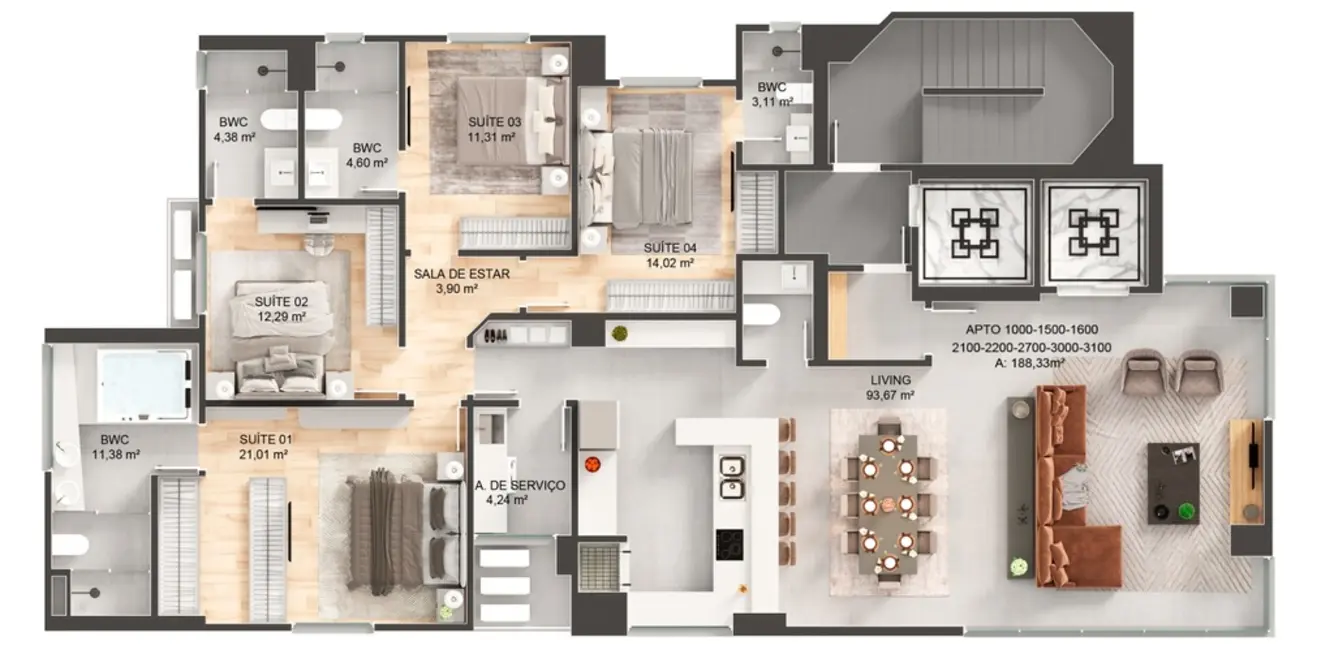 Apartamento com 4 quartos à venda em Centro, Balneario Camboriu - SC - imagem 6 Foto 6 de Apartamento com 4 quartos à venda em Centro, Balneario Camboriu - SC