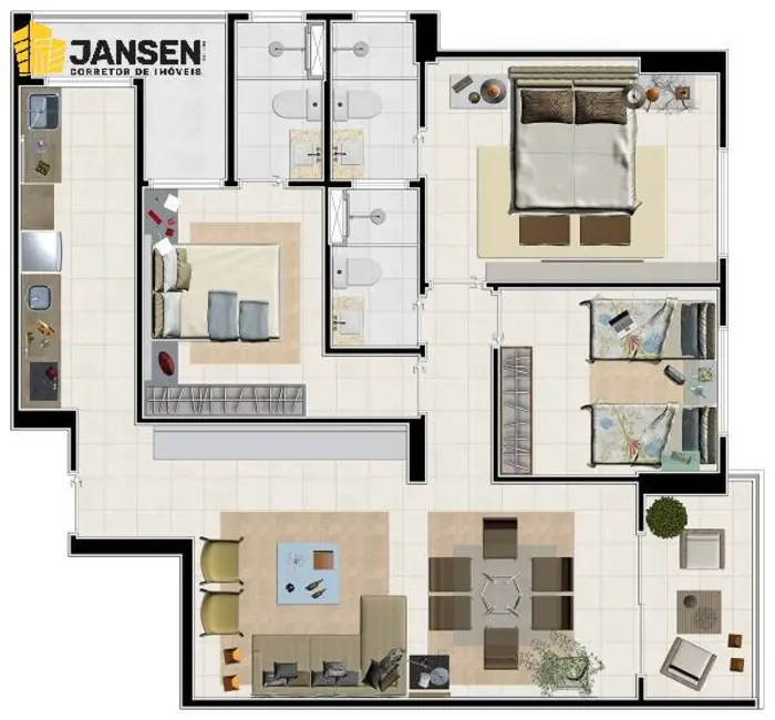 Foto 13 de Apartamento com 3 quartos à venda, 90m2 em Bessa, Joao Pessoa - PB