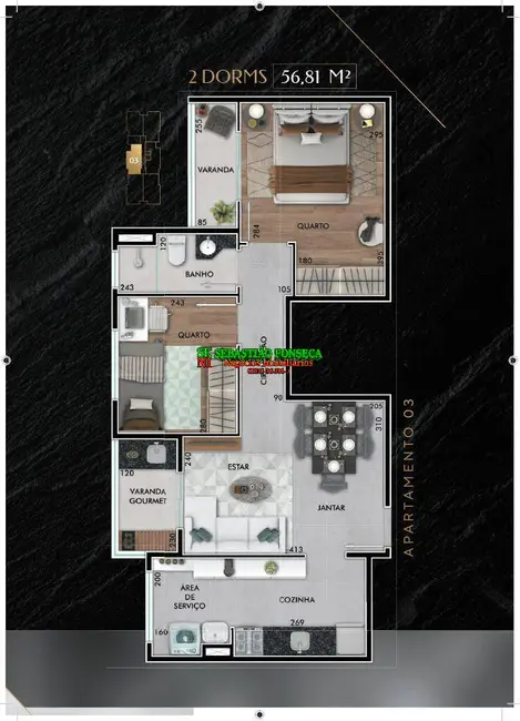 Foto 8 de Apartamento com 2 quartos à venda, 57m2 em Sao Jose Dos Campos - SP